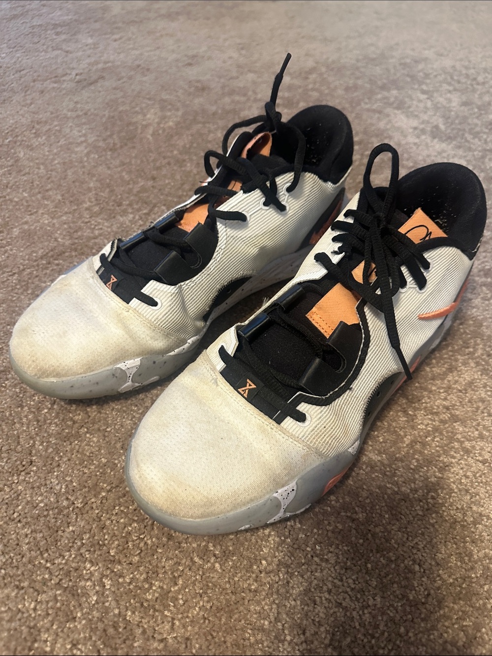 Men's Athletic Sneakers in Cream, Black & Orange